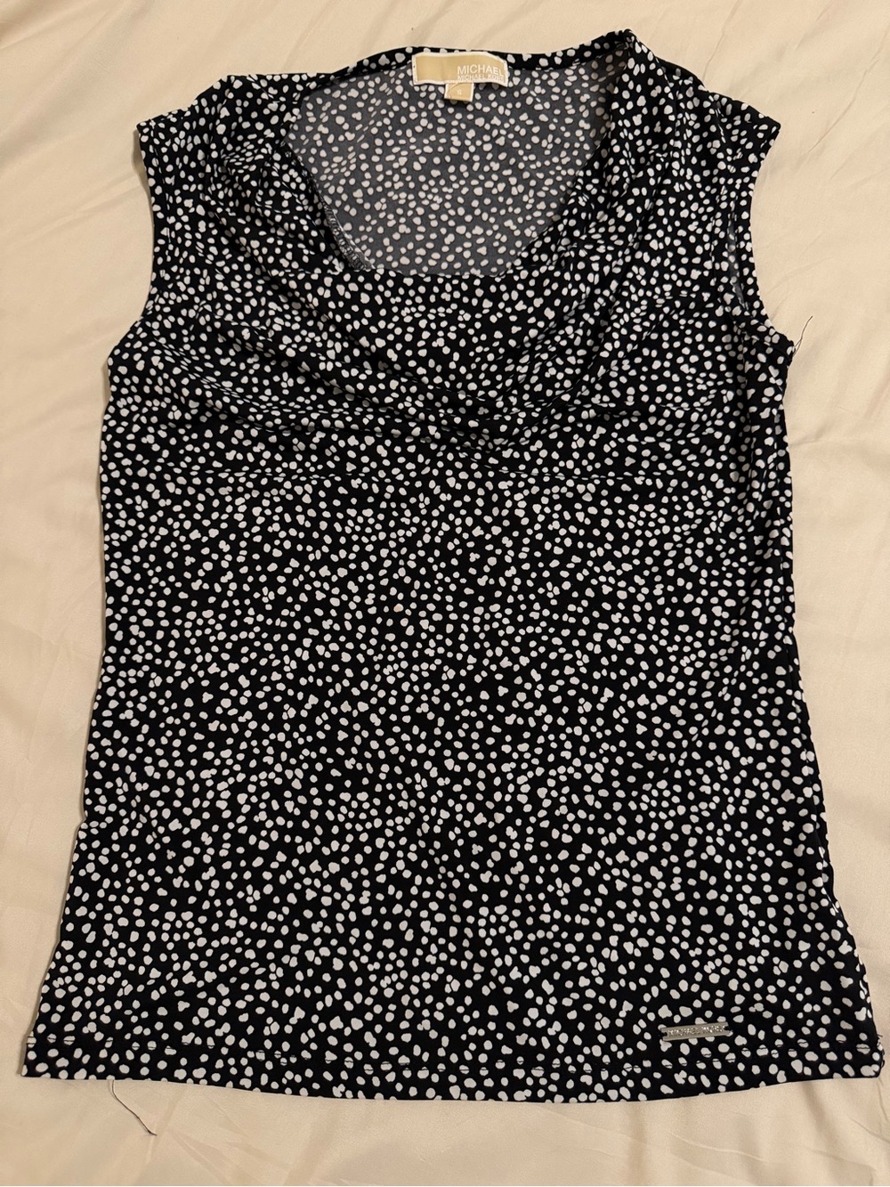 Michael Kors Black and White Printed Cowl Neck Camisole
